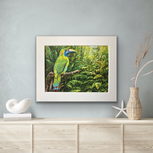 8x10" Colombia Cafe Quindio Art Print (w/mat): Green Tucan - HOME - Picture 6 of 6